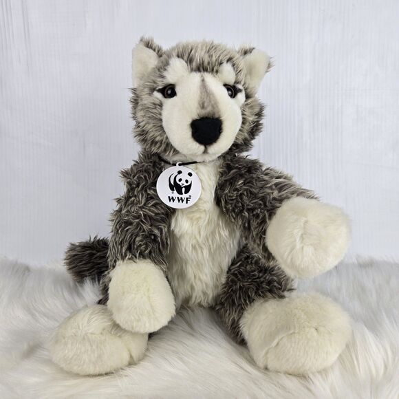 Build-A-Bear Workshop WWF Gray Wolf Plush 12” Retired World Wildlife Fund - Picture 2 of 10